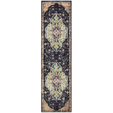 Safavieh 2 ft. - 2 in. x 8 ft. Monaco Power Loomed Runner Rug - Black and Blue MNC249Z-28